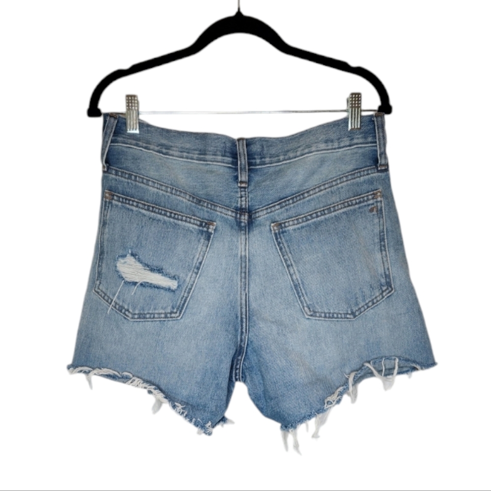 Madewell Relaxed Mid Length Distressed Cut Off Denim Shorts Size 27 - Picture 2 of 8